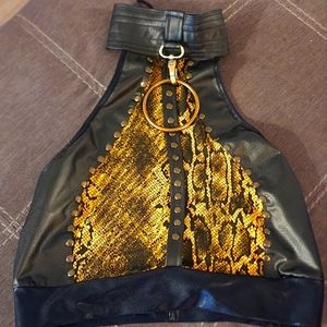 Toxic Vision Snake Print Halter Crop Top